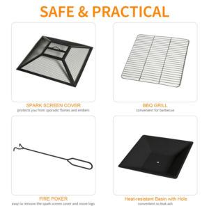 Outsunny 86cm Square Fire Pit