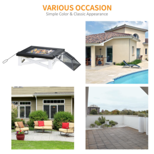 Outsunny 86cm Square Fire Pit