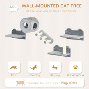 PawHut 4pc Wall-Mounted Cat Tree