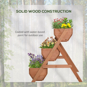 Outsunny 3 Tier Raised Planter Brown