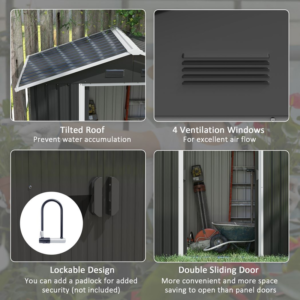 Outsunny 6.5x3.5ft Metal Shed Dark Grey