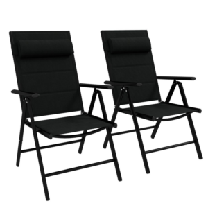 Outsunny 2pc Outdoor Folding Chairs Black