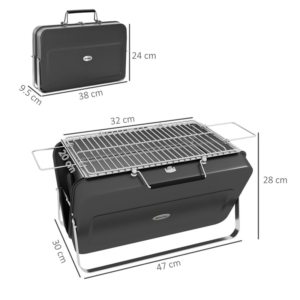 Outsunny Portable BBQ Grill Black Outsunny Portable BBQ Grill Black