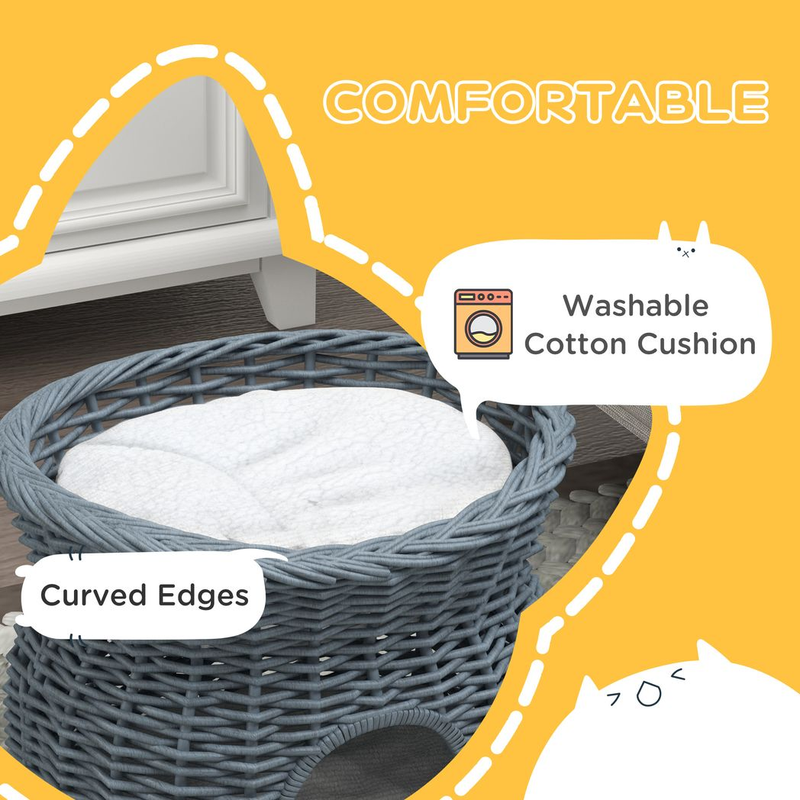 PawHut Cat Bed Basket 2-Tier Elevated PawHut Cat Bed Basket 2-Tier Elevated