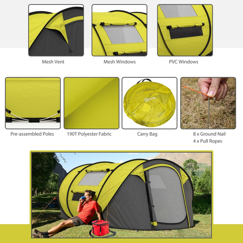 Outsunny 4-5 Person Dome Pop-up Tent Outsunny 4-5 Person Dome Pop-up Tent