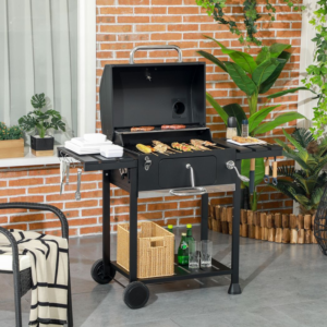 Outsunny Charcoal BBQ Grill w/ Shelves