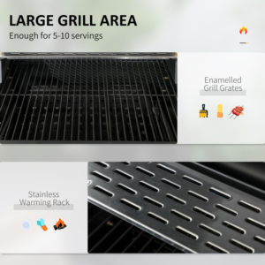 Outsunny Charcoal BBQ Grill w/ Shelves