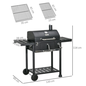 Outsunny Charcoal BBQ Grill w/ Shelves