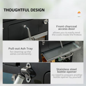 Outsunny Charcoal BBQ Grill w/ Shelves