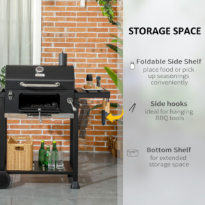 Outsunny Charcoal BBQ Grill w/ Shelves