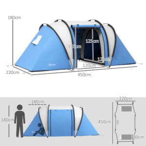 Outsunny 2 Bedroom Camping Tent 4-5 Person