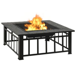 vidaXL Fire Pit w/ Poker 81x81x47cm Steel
