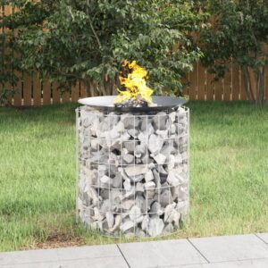 vidaXL Gabion Fire Pit Galvanised Iron