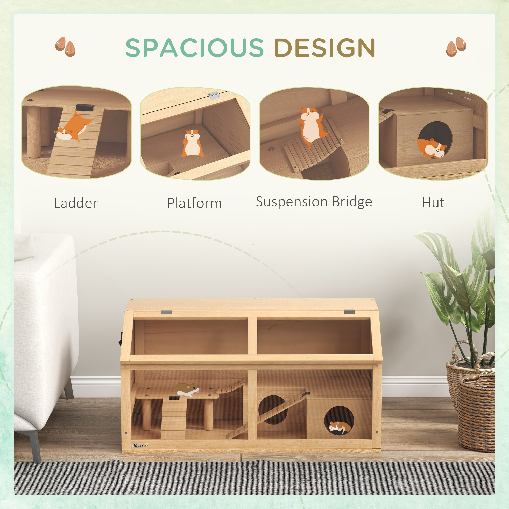 PawHut Wooden Hamster Cage PawHut Wooden Hamster Cage