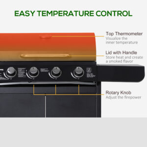 Outsunny 4 Gas BBQ Grill Steel