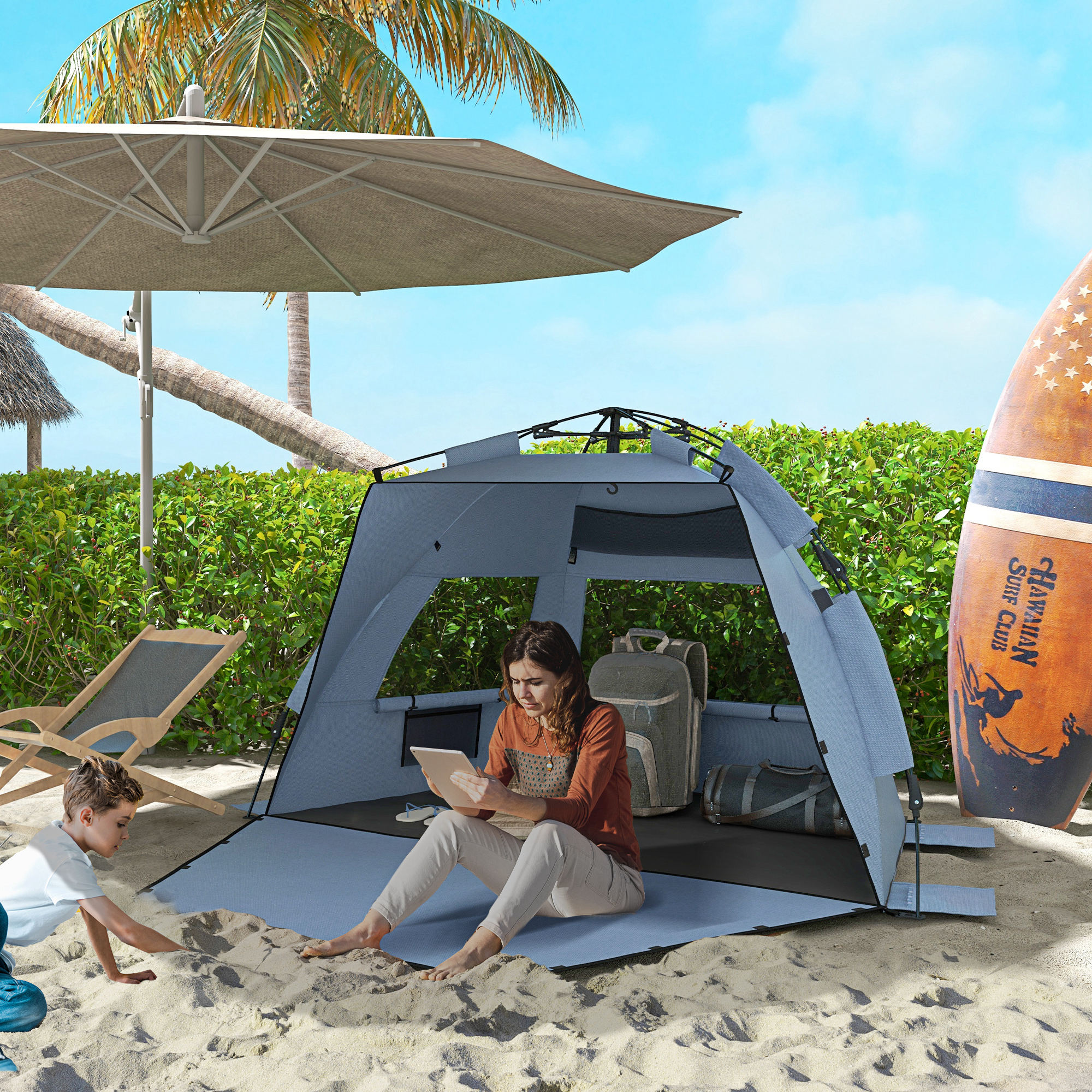 Outsunny 2-3 Man Pop Up Beach Tent Outsunny 2-3 Man Pop Up Beach Tent