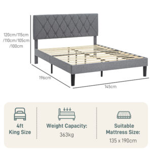Homcom Double Bed Frame w/ Headboard