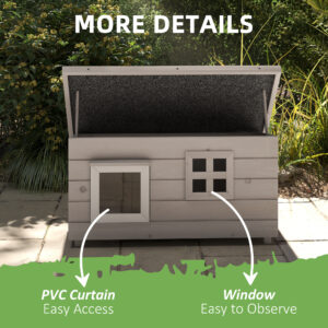 Pawhut Wooden Cat House Grey