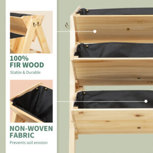 Outsunny 3 Tier Wooden Plant Stand