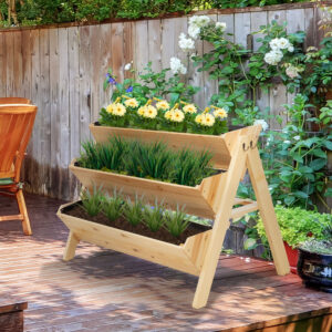 Outsunny 3 Tier Wooden Plant Stand
