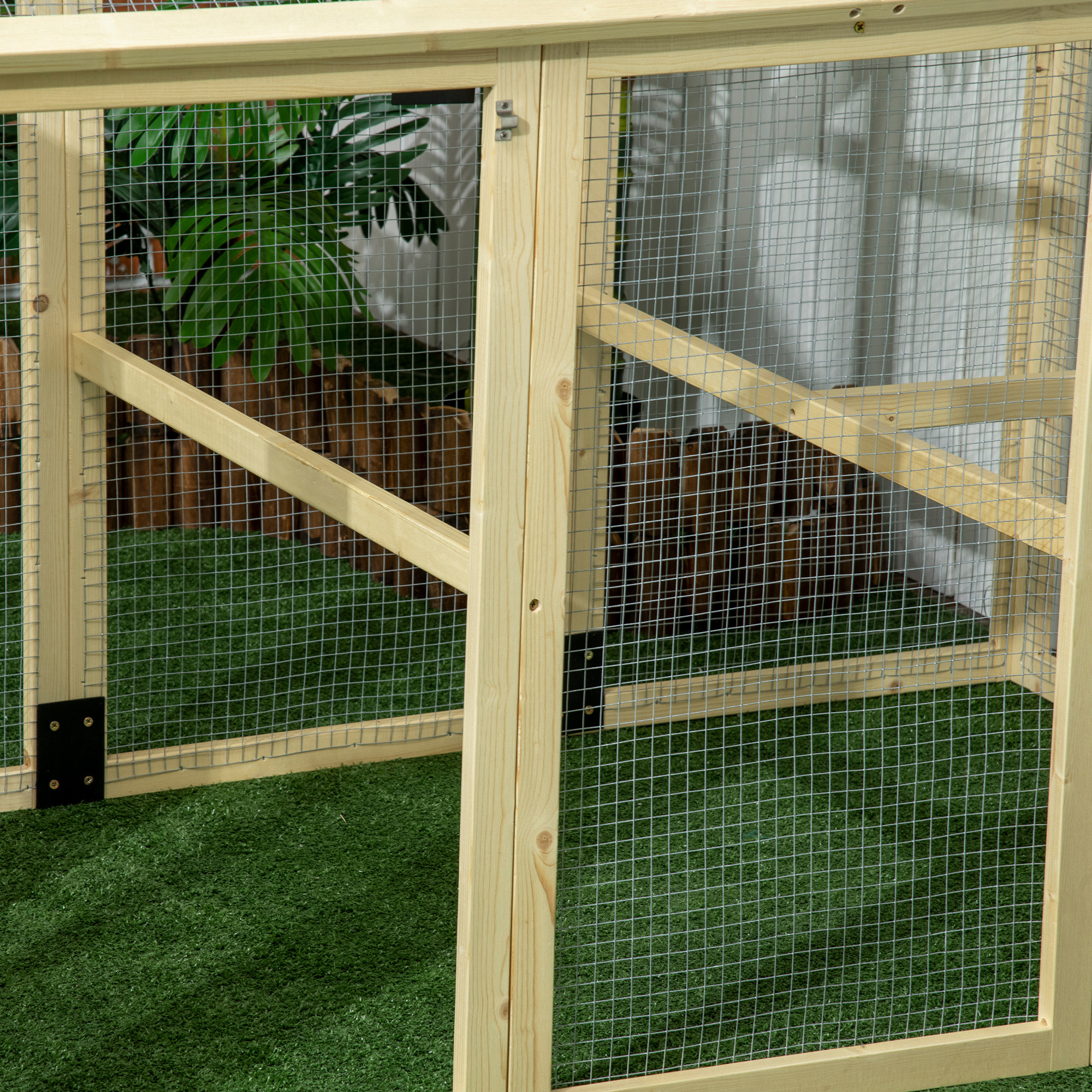 PawHut Chicken Run Wooden Natural Finish PawHut Chicken Run Wooden Natural Finish