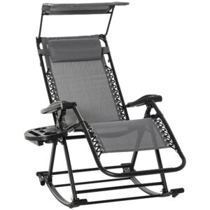 Folding Recliner Lounge Rocker Grey