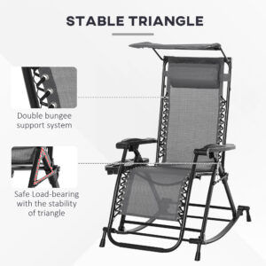 Folding Recliner Lounge Rocker Grey