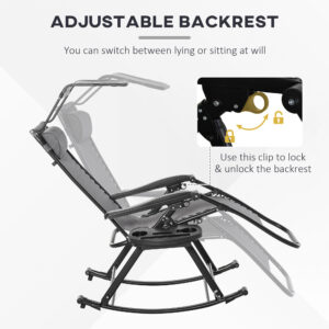 Folding Recliner Lounge Rocker Grey