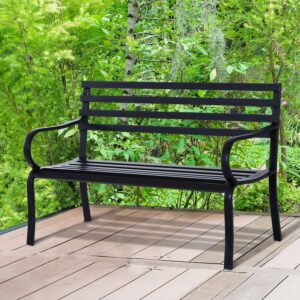 Outsunny 2 Seater Bench Metal Loveseat