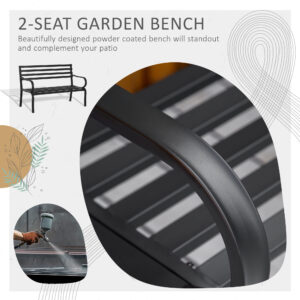Outsunny 2 Seater Bench Metal Loveseat