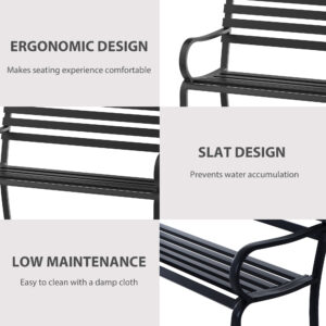 Outsunny 2 Seater Bench Metal Loveseat