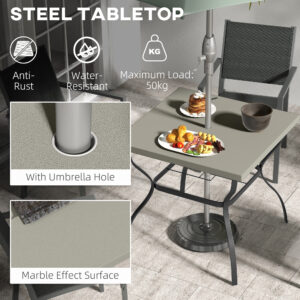Outsunny Garden Dining Table Grey