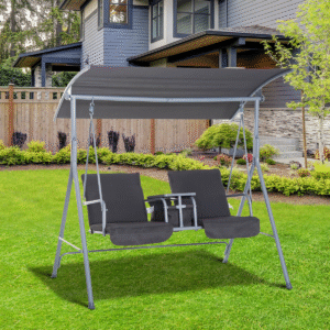 Outsunny 2-Seater Swing Chair with Table - Image 1 of 7