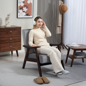 Homcom Velvet Armchair with Wood Frame - Image 1 of 7