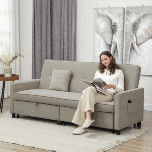 Homcom Reversible Sofa Bed with Cushions - Image 1 of 8
