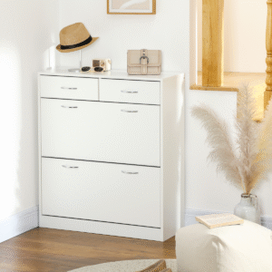 Homcom Slim Shoe Cabinet White