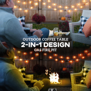 Outsunny 13kw Rattan Gas Fire Pit Table