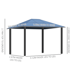 Outsunny 3.6x3m Hardtop Gazebo Brown - Image 2 of 7