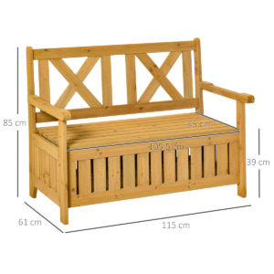 Outsunny 2-Seater Garden Storage Bench - Image 2 of 8