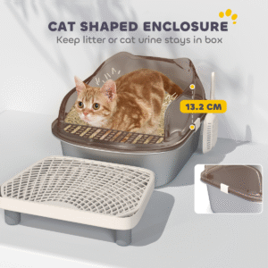 PawHut Stainless Steel Litter Tray with Scoop - Image 3 of 7