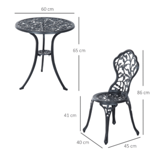 Outsunny Cast Aluminium 3pc Bistro Set
