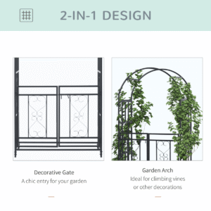 Outsunny Metal Garden Arch with Double Gate - Image 2 of 7