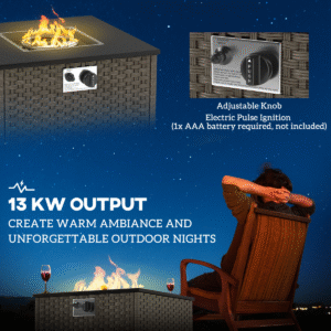 Outsunny 13kw Rattan Gas Fire Pit Table