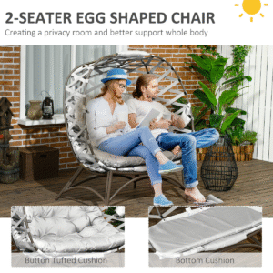 Outsunny 2 Seater Egg Chair w/ Cushion