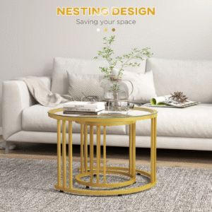 Homcom 2pc Round Nesting Coffee Tables - Image 3 of 8