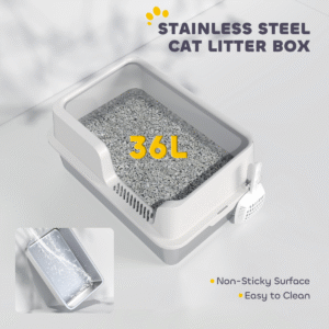 PawHut Stainless Steel Litter Box with Scoop - Image 4 of 7