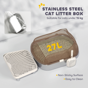 PawHut Stainless Steel Litter Tray with Scoop - Image 4 of 7