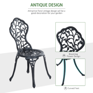 Outsunny Cast Aluminium 3pc Bistro Set