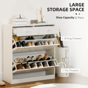 Homcom Slim Shoe Cabinet White
