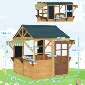AIYAPLAY Wooden Playhouse Brown